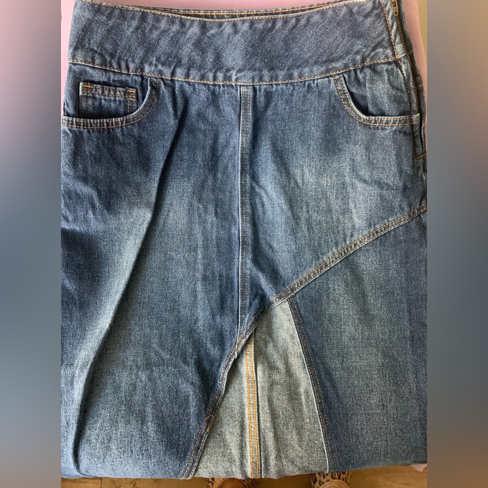 SHEIN High Waist Split Denim Skirt